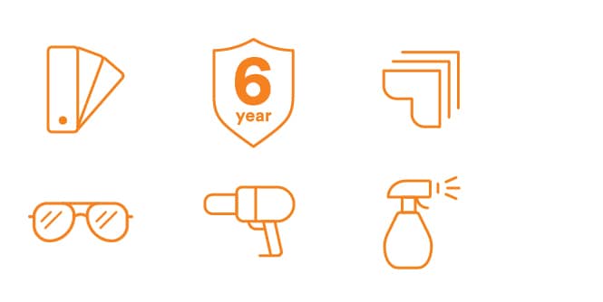 Group of icons symbolizing vehicle owner benefits.
